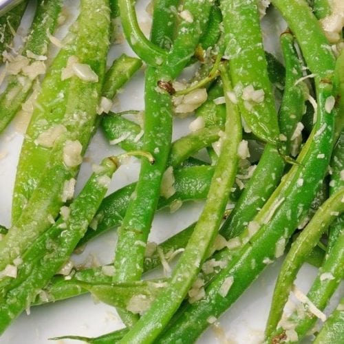 Closeup of Green Beans on a white background