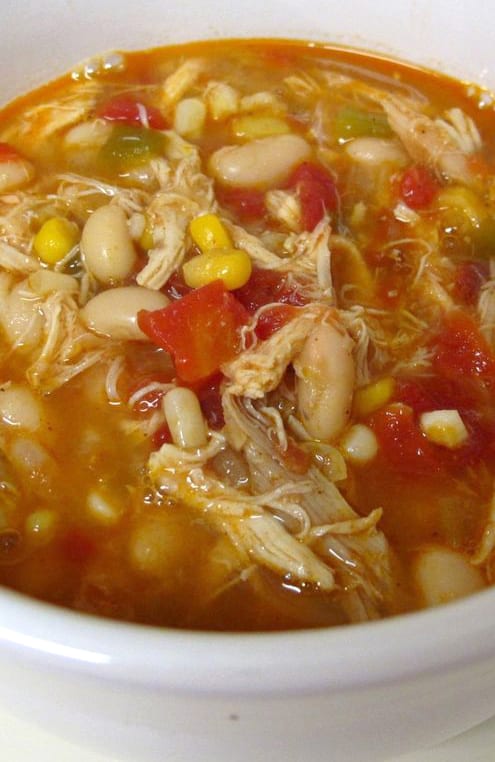 Chicken chili in a bowl