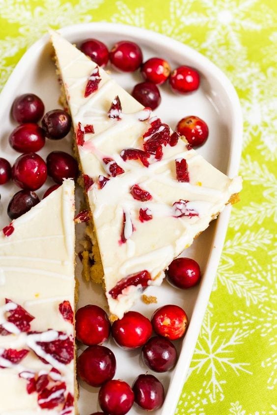 Cranberry bliss bars in a plate