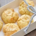 Weight Watchers Eggnog Thumbprint Cookies in a white box.