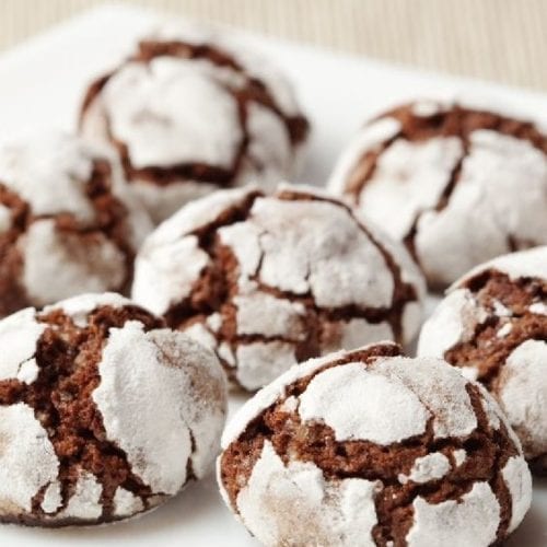 Chocolate Crinkle Cookies on a white plate