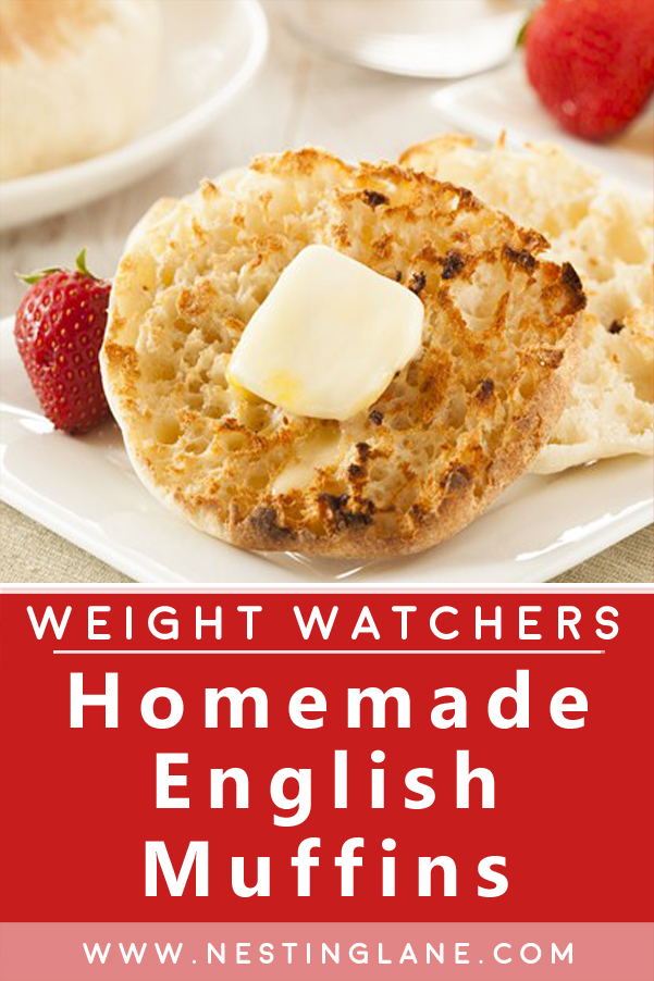 Graphic for Pinterest of Weight Watchers Homemade English Muffins Recipe.