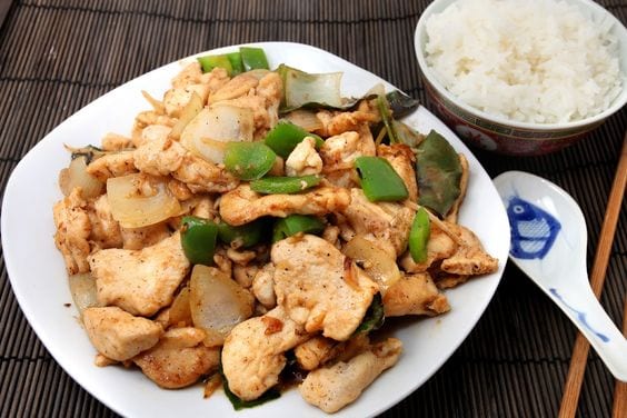 Weight Watchers Chinese General's Chicken on a white plate