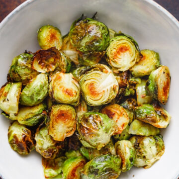 Simple Weight Watchers Instant Pot® Brussels Sprouts in a white bowl.