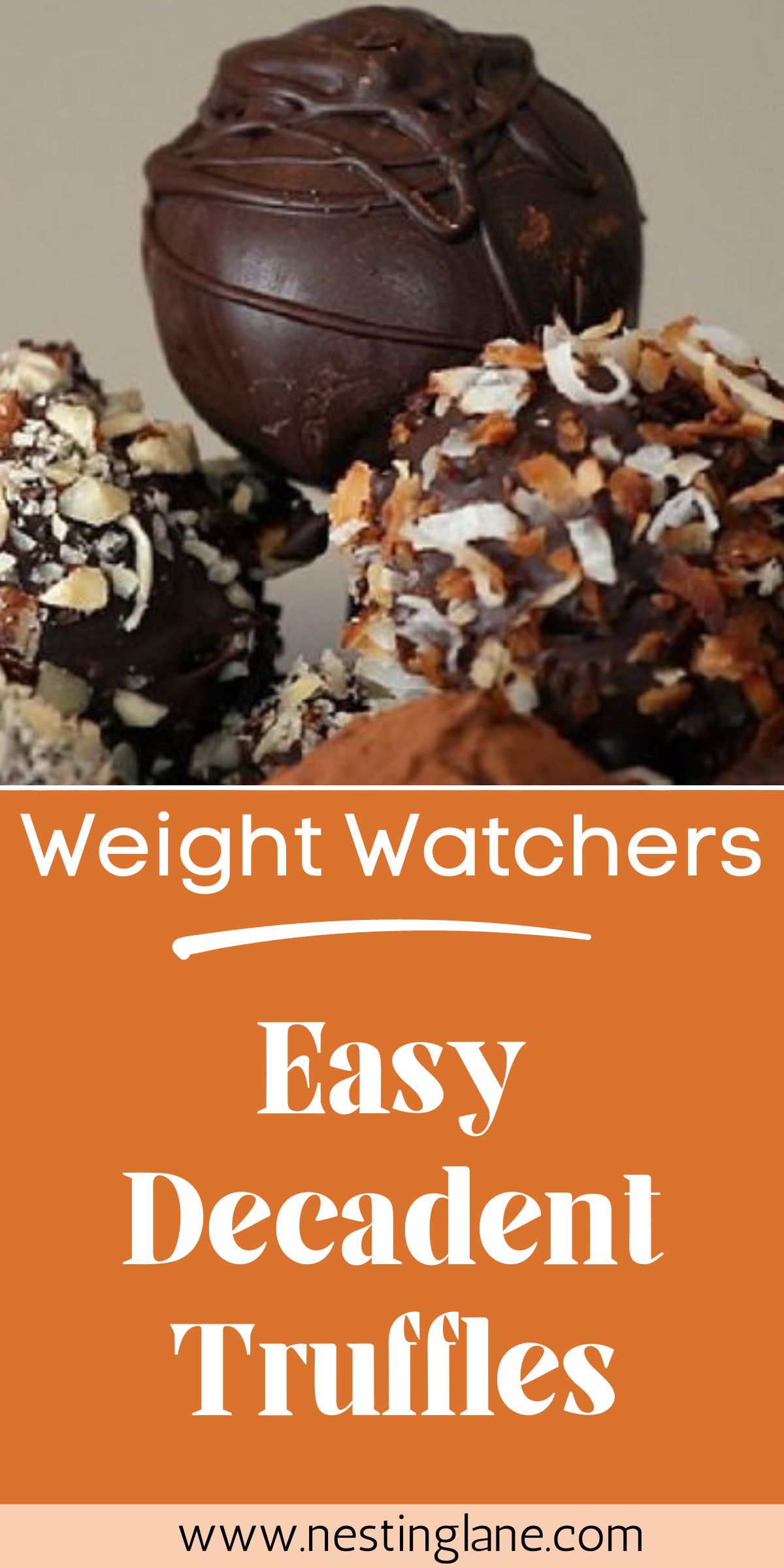 Graphic for Pinterest of Weight Watchers Easy Decadent Truffles Recipe.