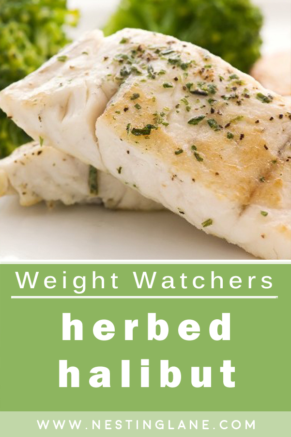 Graphic for Pinterest of Weight Watchers Herbed Halibut Recipe