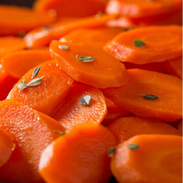 Closeup of glazed carrots