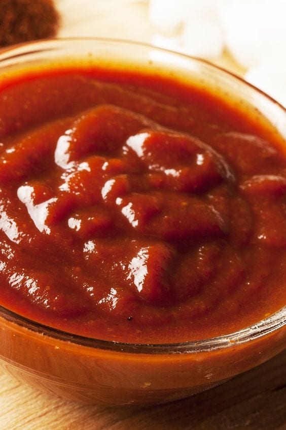 Weight Watchers Barbecue Sauce in a glass bowl.