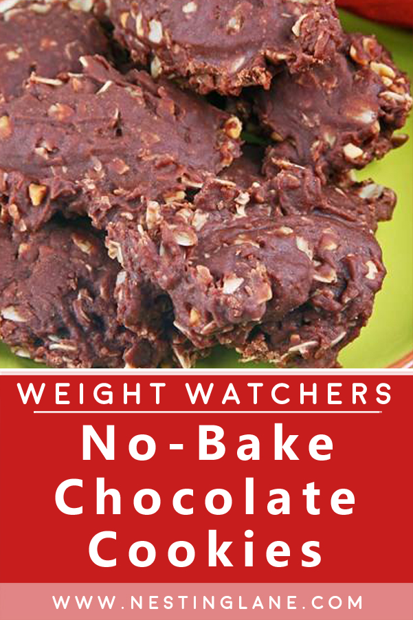 Graphic for Pinterest of Weight Watchers Chocolate Peanut Butter Cookies (without baking) Recipe.