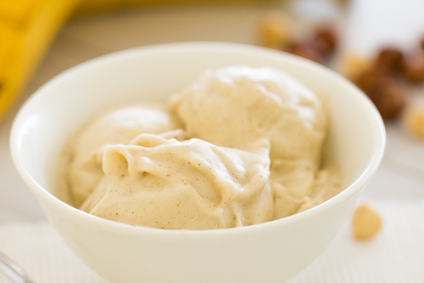 Weight Watchers Banana Ice Cream in a white bowl