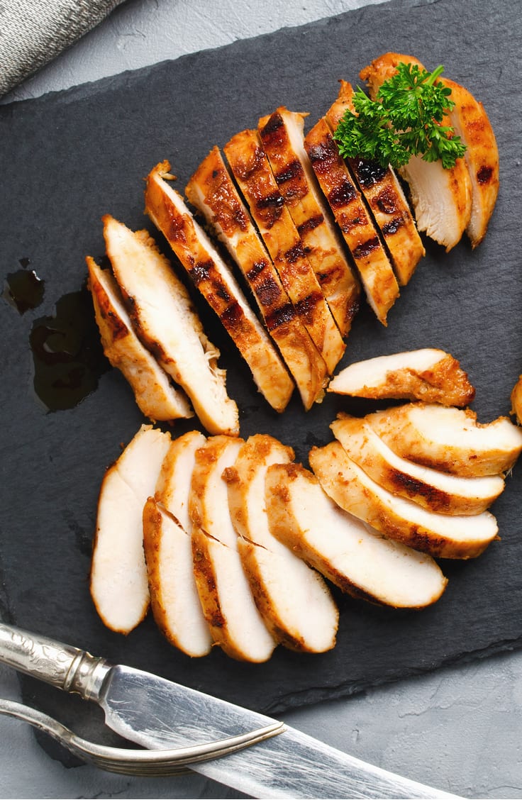 Weight Watchers Grilled Honey Dijon Chicken on a cutting board