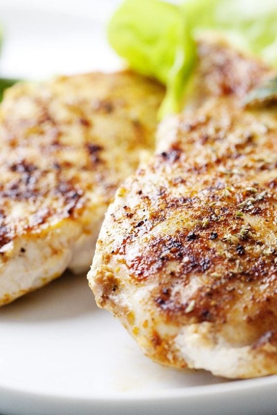 Closeup of 2 pieces of Grilled Chicken