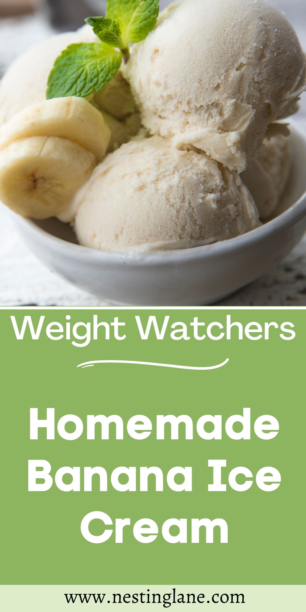 Graphic for Pinterest of Weight Watchers Banana Ice Cream Recipe..