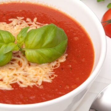 Weight Watchers Roasted Tomato Soup in a white bowl