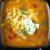A bowl of Weight Watchers Chicken Enchilada Soup