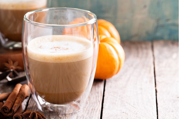 A Weight Watchers Pumpkin Spice Latte in a clear glass.