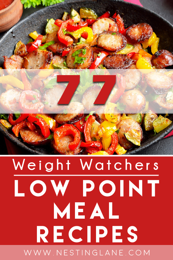Graphic for Pinterest of 77 Low Point Weight Watchers Meals