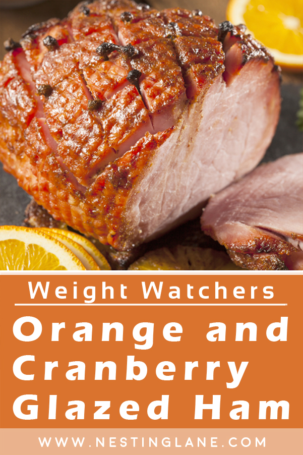 Graphic for Pinterest of Orange and Cranberry Ham Recipe