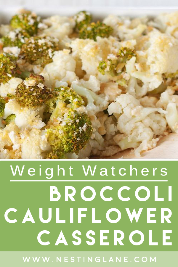 Graphic for Pinterest of Weight Watchers Broccoli and Cauliflower Casserole Recipe
