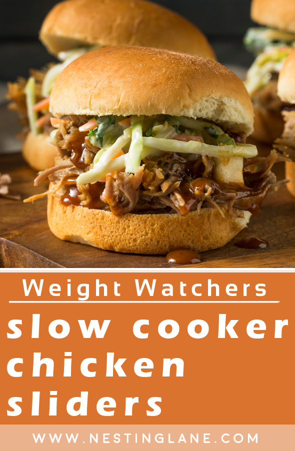 Graphic for Pinterest of Weight Watchers Slow Cooker Chicken Sliders Recipe