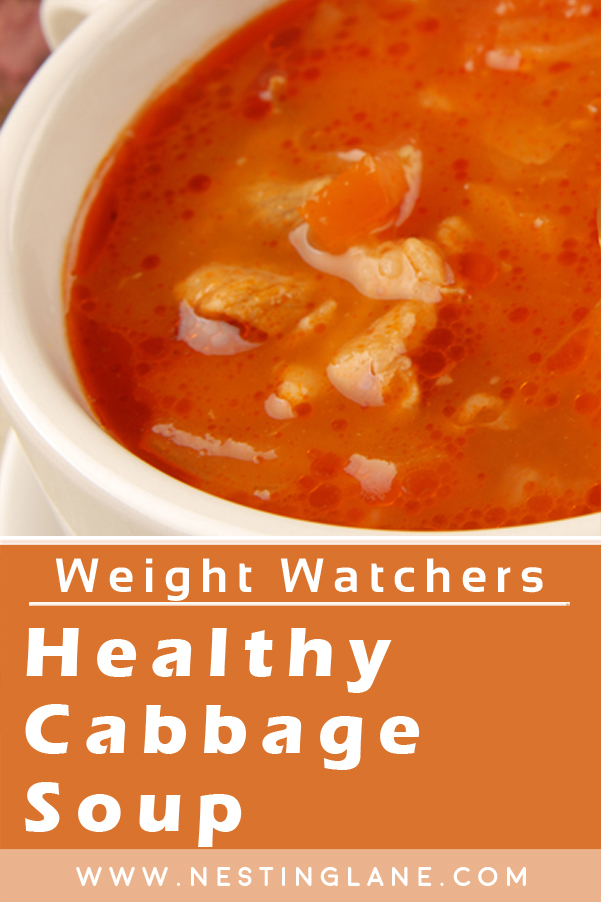 Graphic for Pinterest of Healthy Weight Watchers Cabbage Soup Recipe