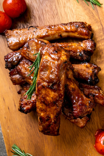 Weight Watchers Oven-Baked Baby Back Ribs on a cutting board.