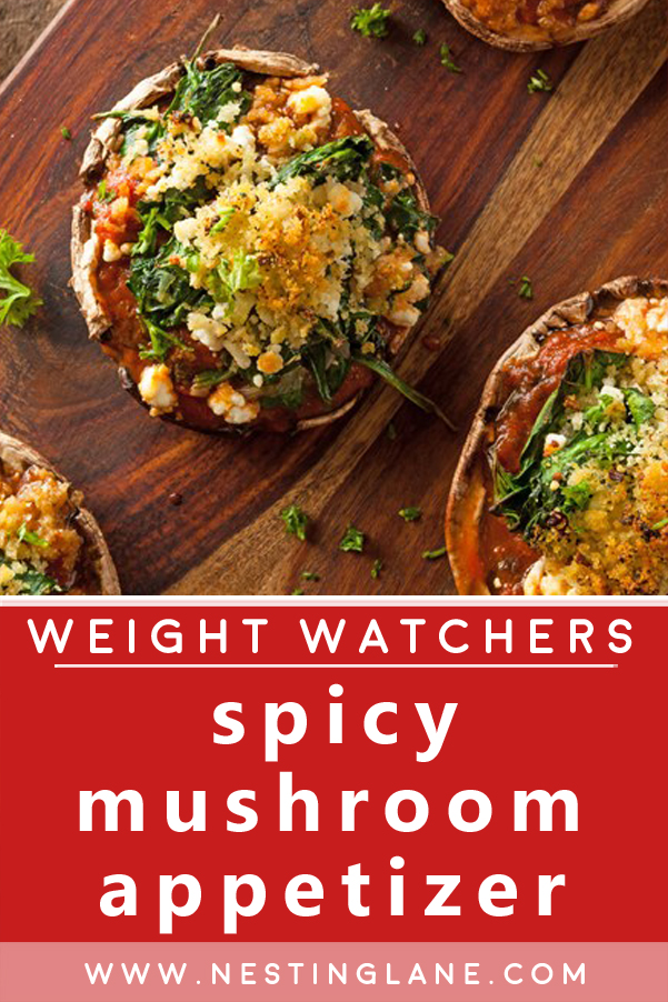 Graphic for Pinterest for Spicy Mushrooms Appetizer Recipe