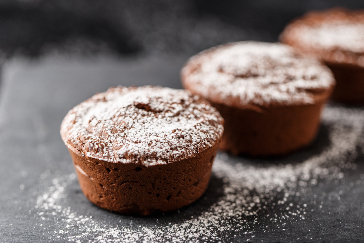 3 Weight Watchers Chocolate Muffins on a black surface