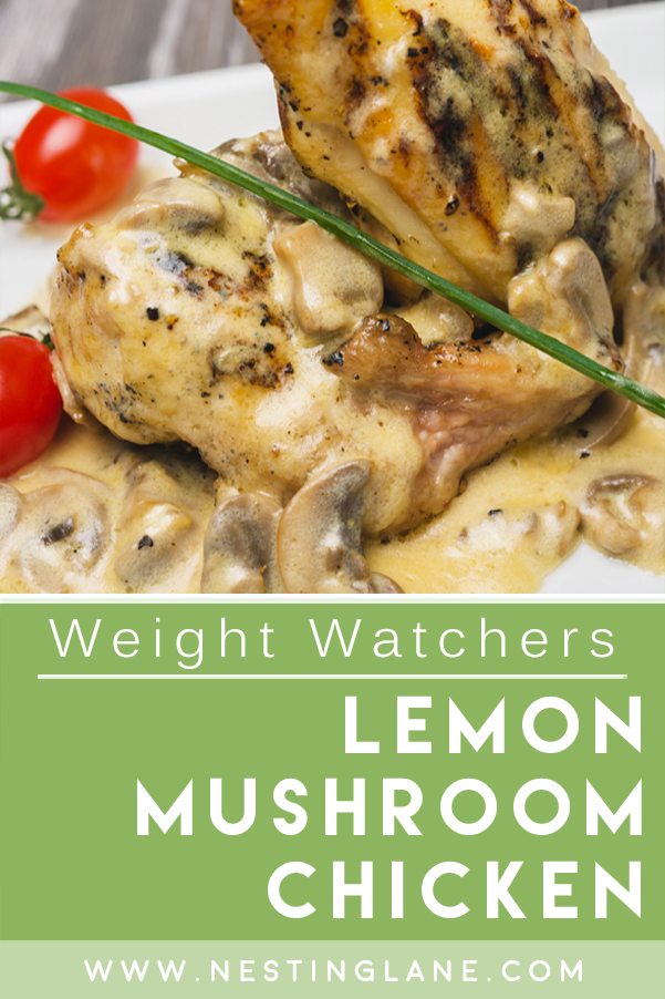 Graphic for Pinterest of Weight Watchers Lemon Chicken with Mushrooms Recipe