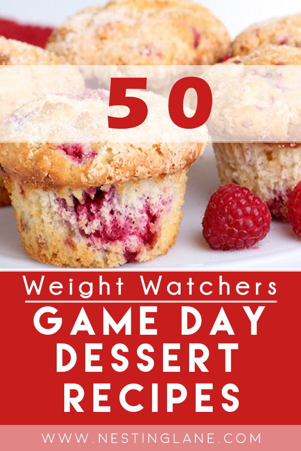 Graphic for Pinterest of 50 Weight Watchers Game Day Dessert Recipes