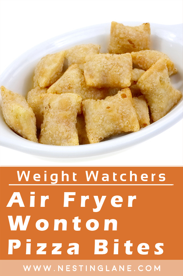 Graphic for Pinterest of Air Fryer Wonton Pizza Bites Recipe