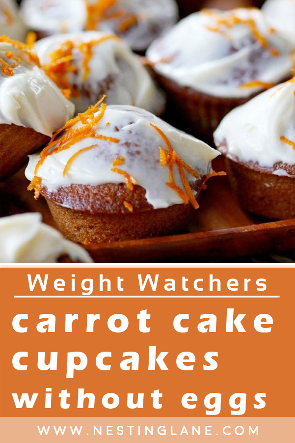 Graphic for Pinterest of Weight Watchers Carrot Cake Cupcakes without Eggs Recipe.