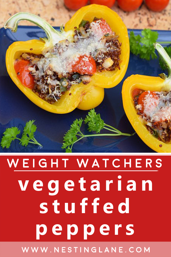 Graphic for Pinterest of Weight Watchers Stuffed Peppers without Meat Recipe.