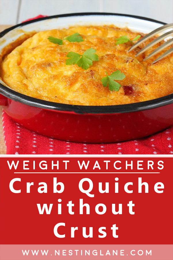 Graphic for Pinterest of Weight Watchers Crab Quiche without Crust Recipe.