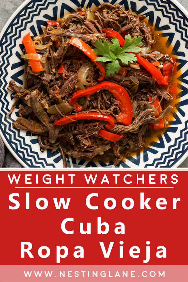 Graphic for Pinterest of Ropa Vieja (Slow Cooker) Recipe.