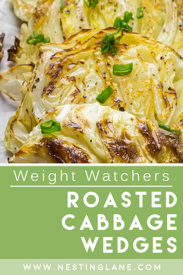 Graphic for Pinterest of Simple Weight Watchers Roasted Cabbage Wedges Recipe.