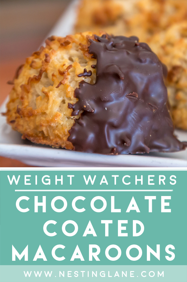 Graphic for Pinterest of Weight Watchers Chocolate Coated Macaroons Recipe.