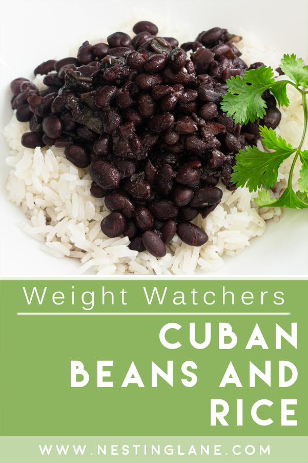 Graphic for Pinterest of Weight Watchers Cuban Beans and Rice Recipe.