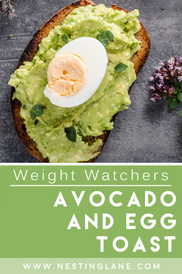 Graphic for Pinterest of Avocado and Egg Toast Recipe.