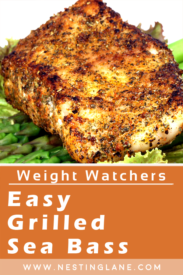 Graphic for Pinterest of Easy Weight Watchers Grilled Sea Bass Recipe.