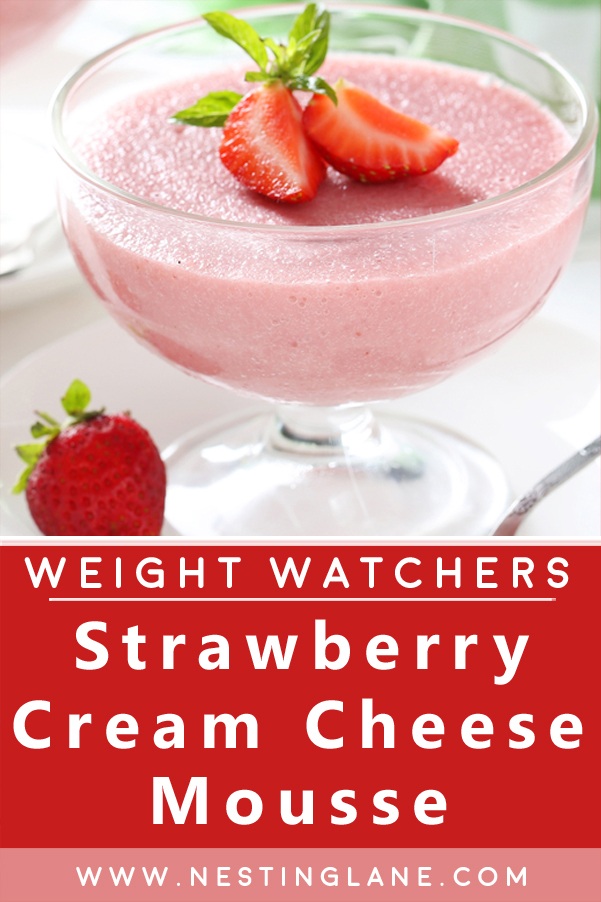 Graphic for Pinterest of Weight Watchers Simple Strawberry Cream Cheese Mousse Recipe.