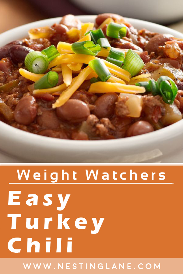 Graphic for Pinterest of Easy Weight Watchers Turkey Chili Recipe.