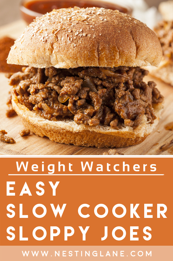 Graphic for Pinterest of Easy Weight Watchers Sloppy Joes (Slow Cooker) Recipe.