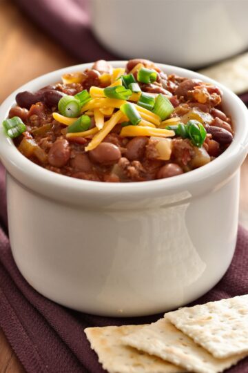 Easy Weight Watchers Turkey Chili in a white bowl.