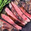 Grilled Sweet and Spicy Flank Steak (Weight Watchers) on a dark surface.