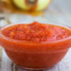 Weight Watchers Roasted Tomato Sauce in a clear glass bowl.