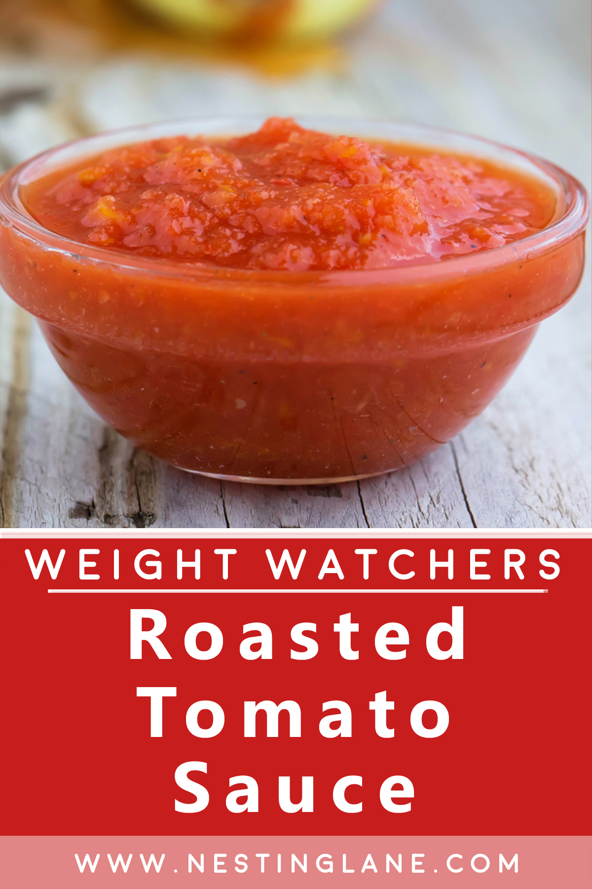 Graphic for Pinterest of Weight Watchers Roasted Tomato Sauce Recipe.