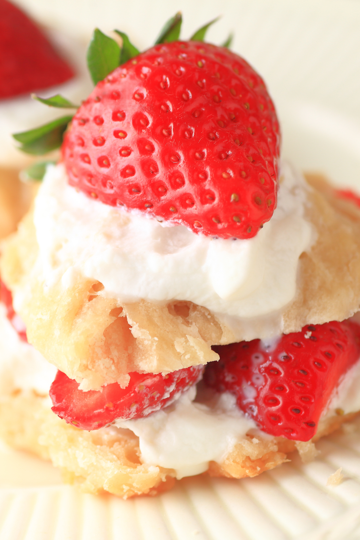 Weight Watchers Homemade Strawberry Shortcake on a white plate.