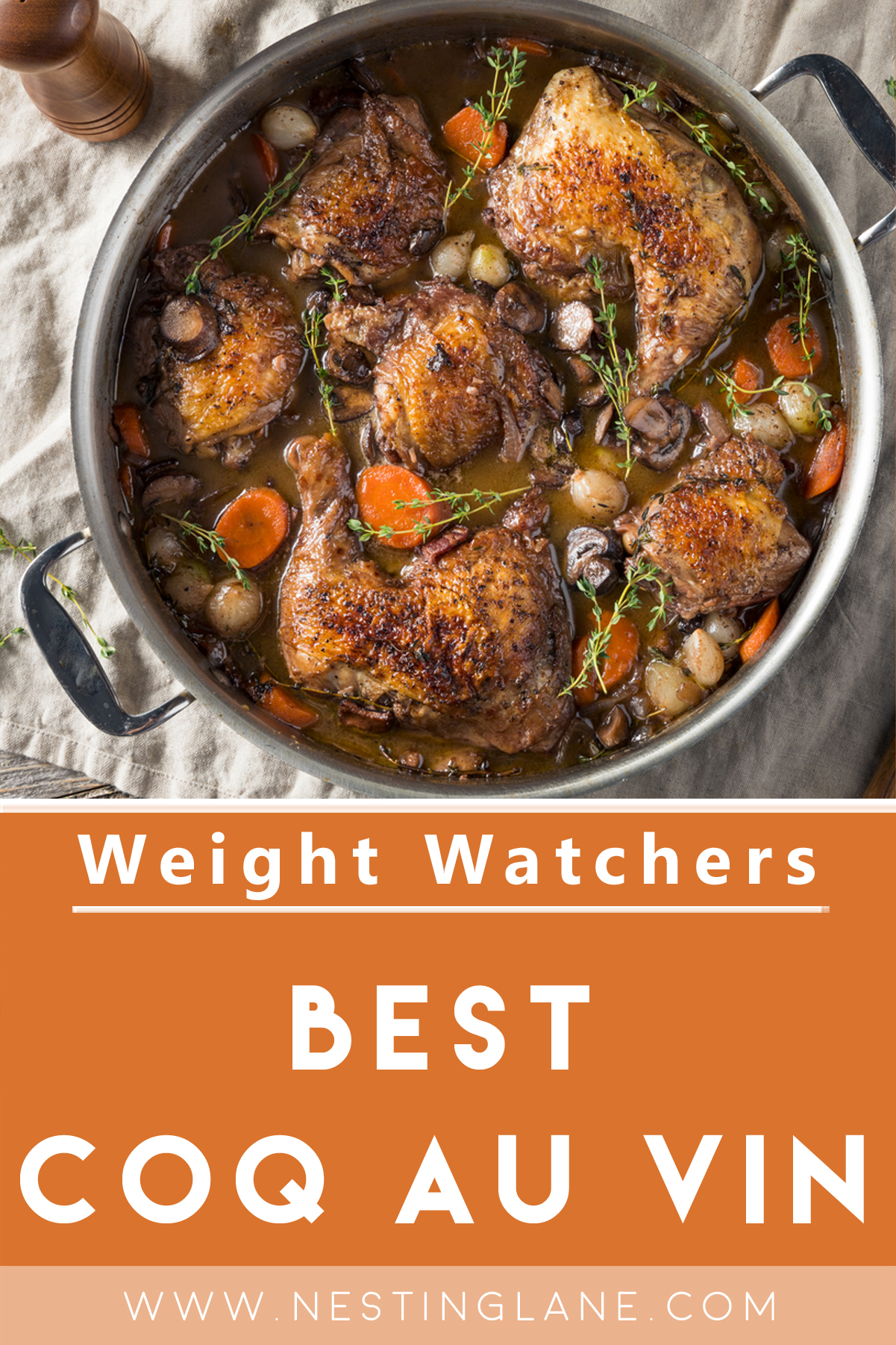 Graphic for Pinterest of Best Weight Watchers Coq Au Vin Recipe.