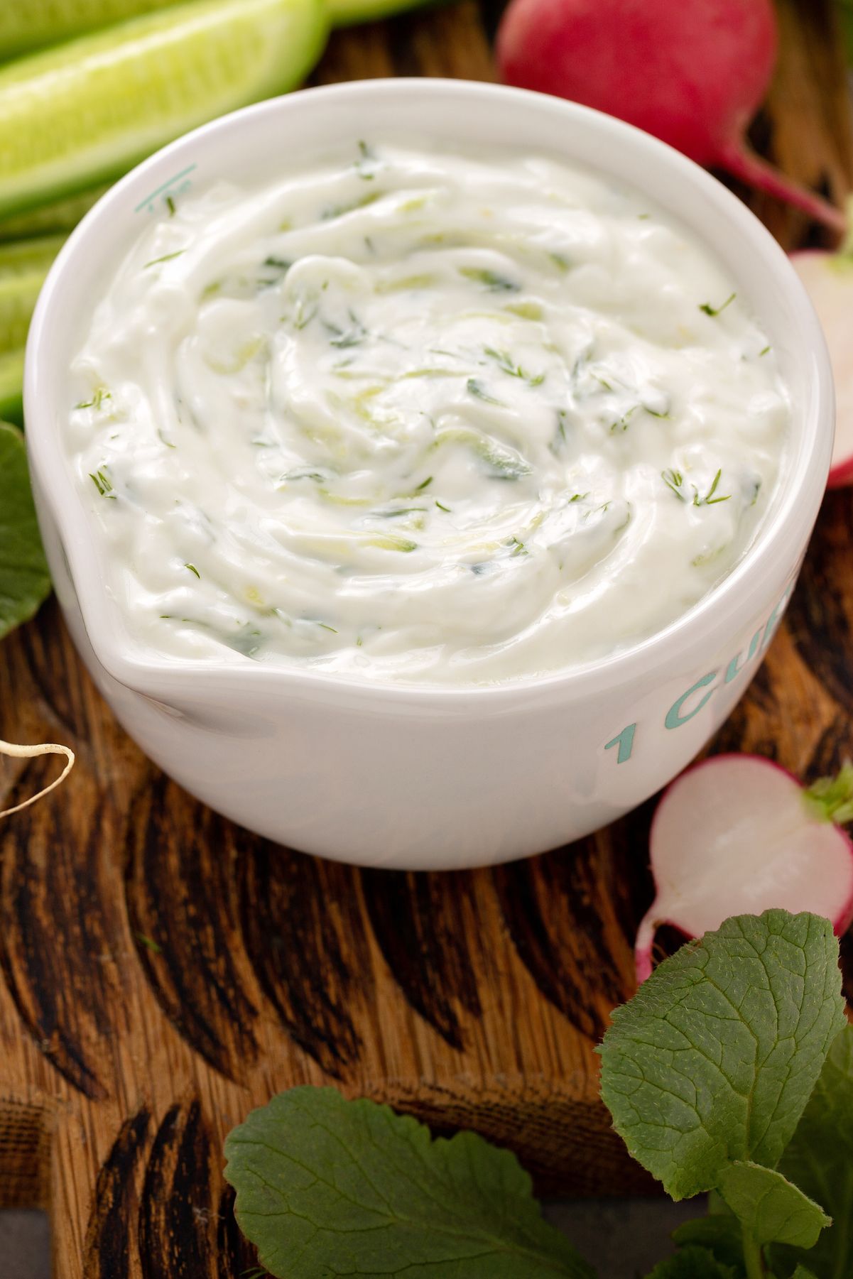 Quick Weight Watchers Dill Dip in a white dish with vegetables around it.